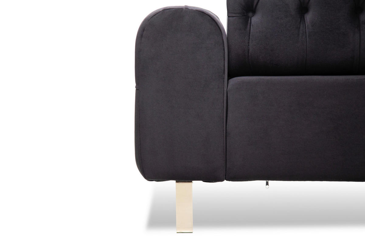 3-SITZER-SOFA  in Velours Schwarz  - Goldfarben/Schwarz, KONVENTIONELL, Textil/Metall (264/90/97cm) - Carryhome