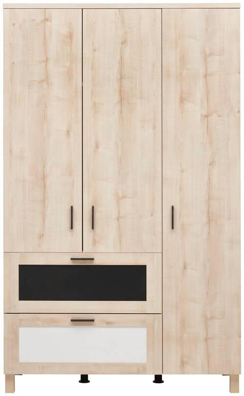 BABYKLEIDERSCHRANK Try Me - Birkefarben/Schwarz, Trend, Holzwerkstoff/Metall (118/195/51cm) - Jimmylee