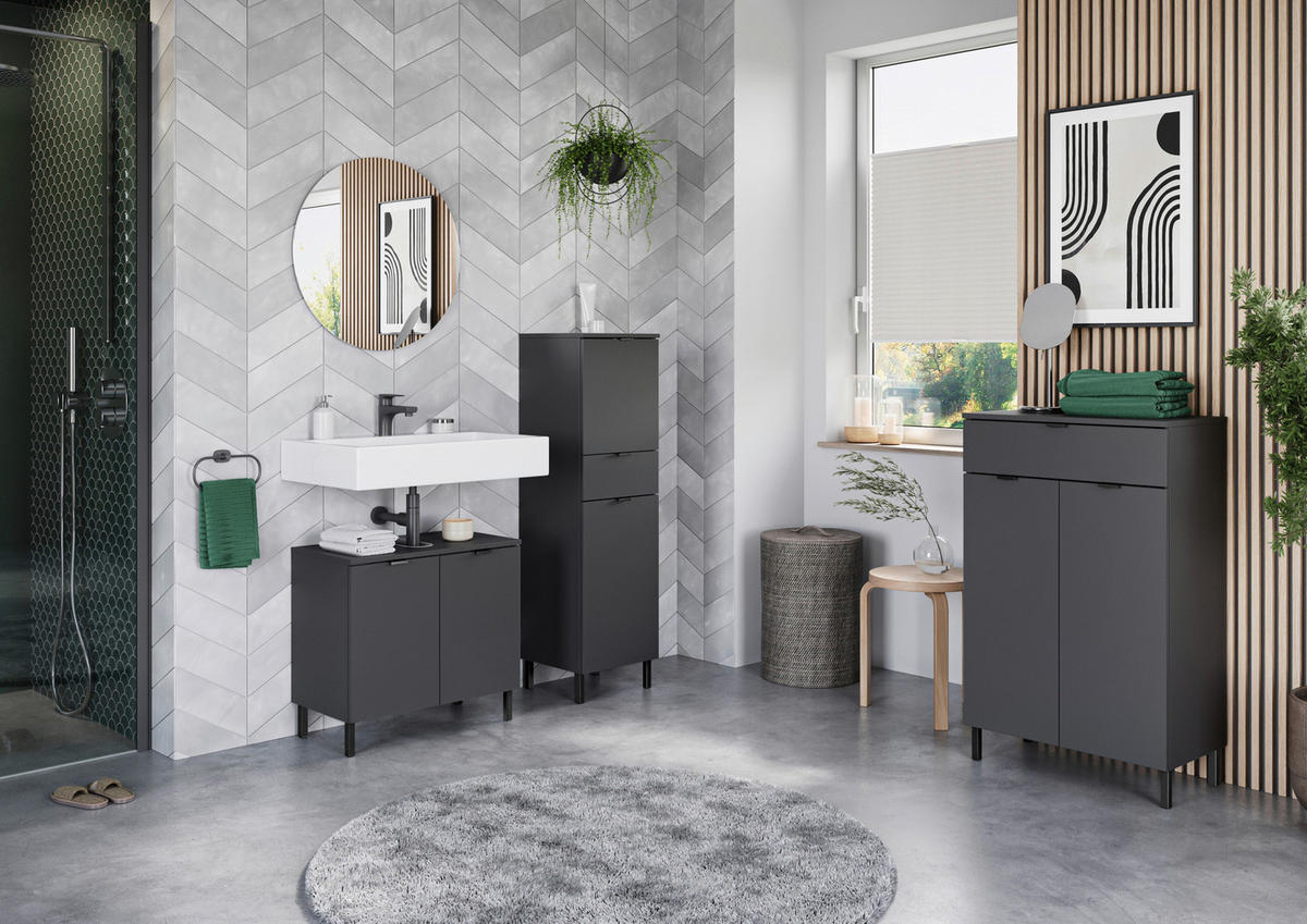 UNTERSCHRANK 60/97/34 cm   - Graphitfarben/Schwarz, MODERN, Holzwerkstoff/Metall (60/97/34cm) - Germania