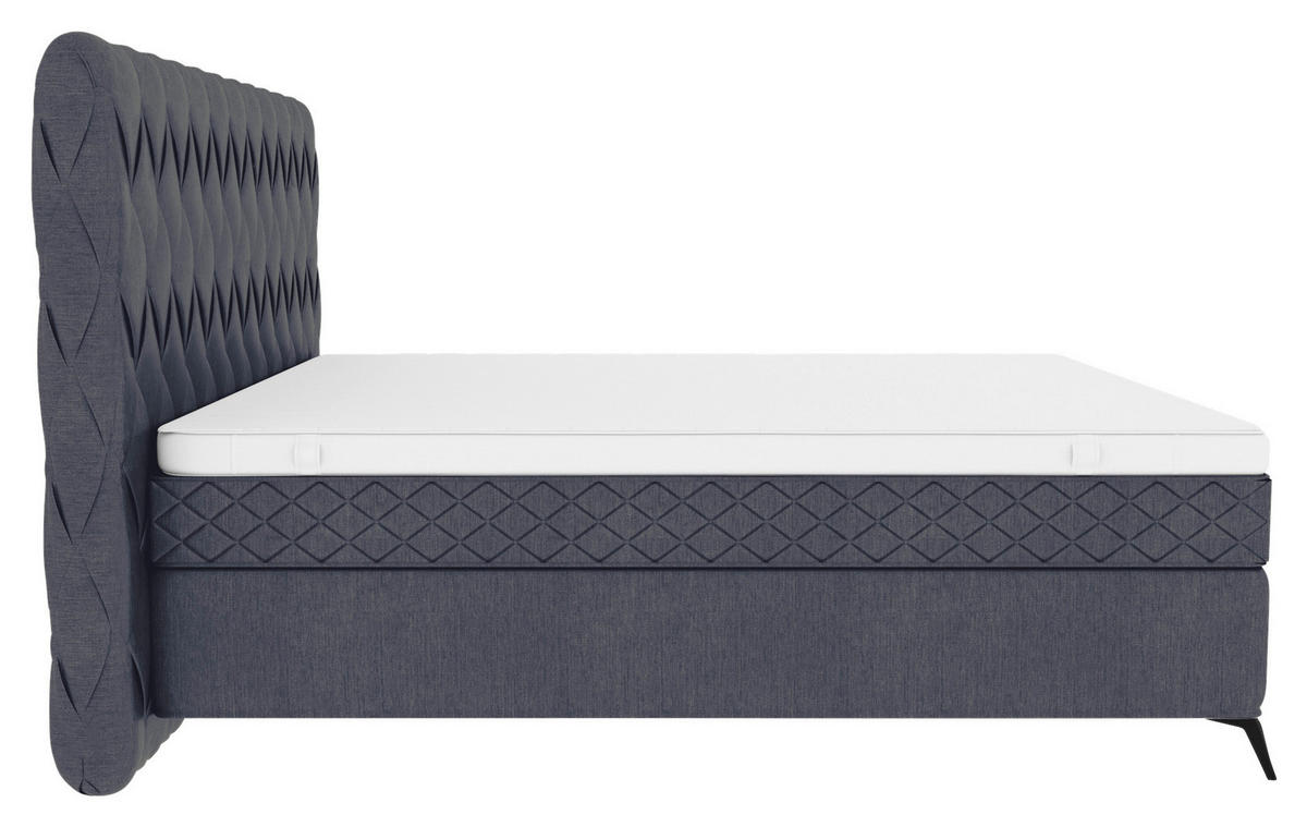 BOXSPRINGBETT 180/200 cm  in Graublau  - Graublau/Schwarz, Design, Textil/Metall (180/200cm) - Boxxx