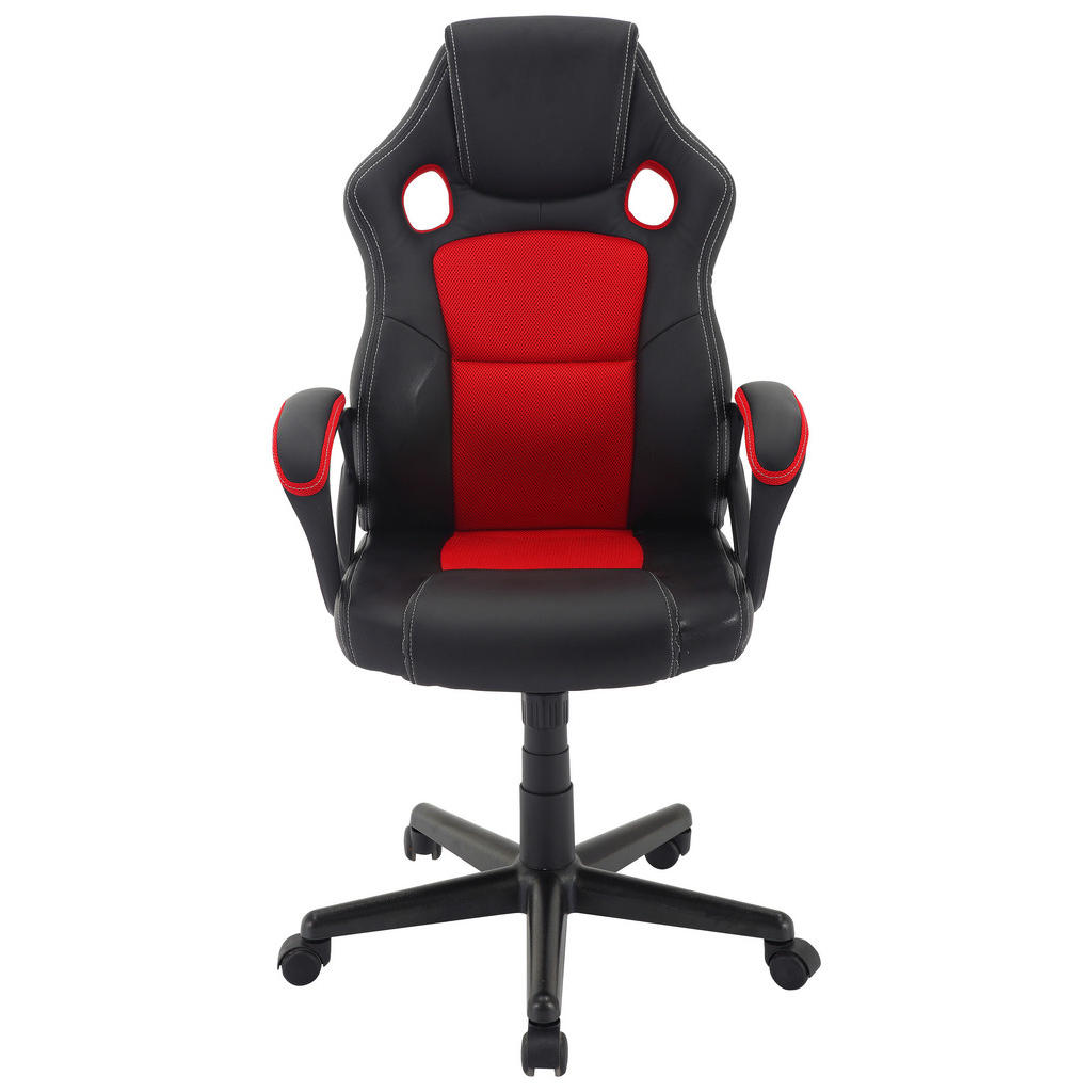 Thumbnail - Mid.you Gamingstuhl, Rot, Schwarz, Metall, Kunststoff, Textil, Rollen, Drehkreuz, 62x103-113x67 cm, Sitzfläche 360° dreh...