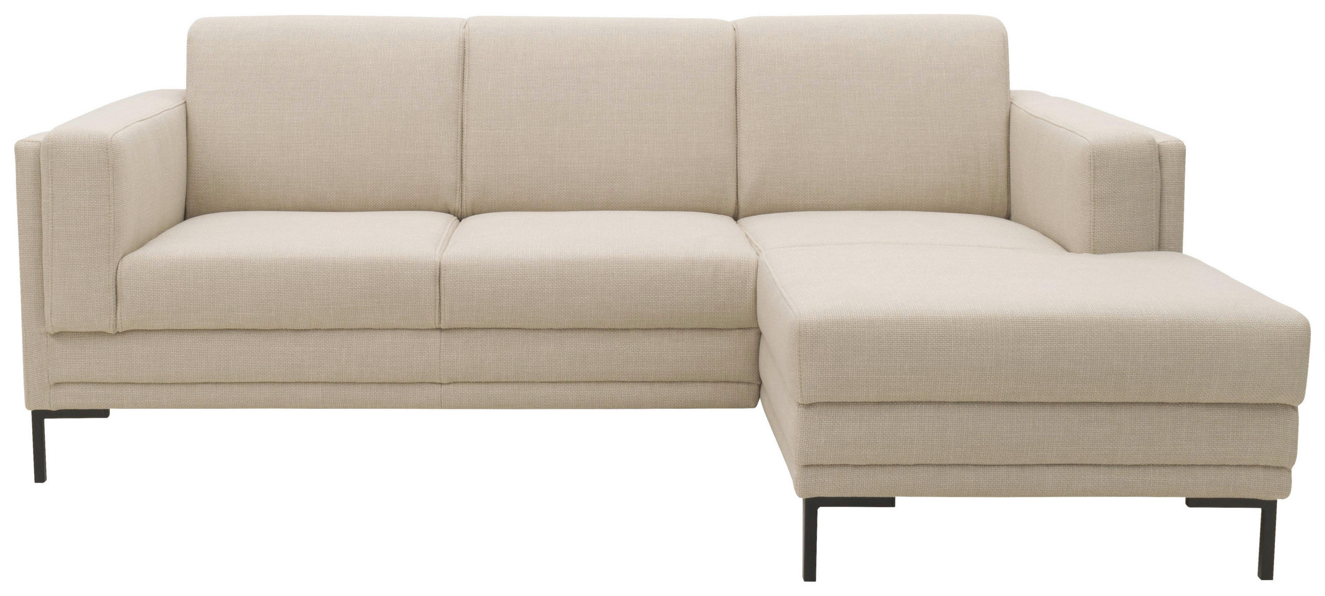 ECKSOFA Beige Webstoff - Beige/Schwarz, Design, Textil/Metall (214/146cm) - LOOKS by W.Joop