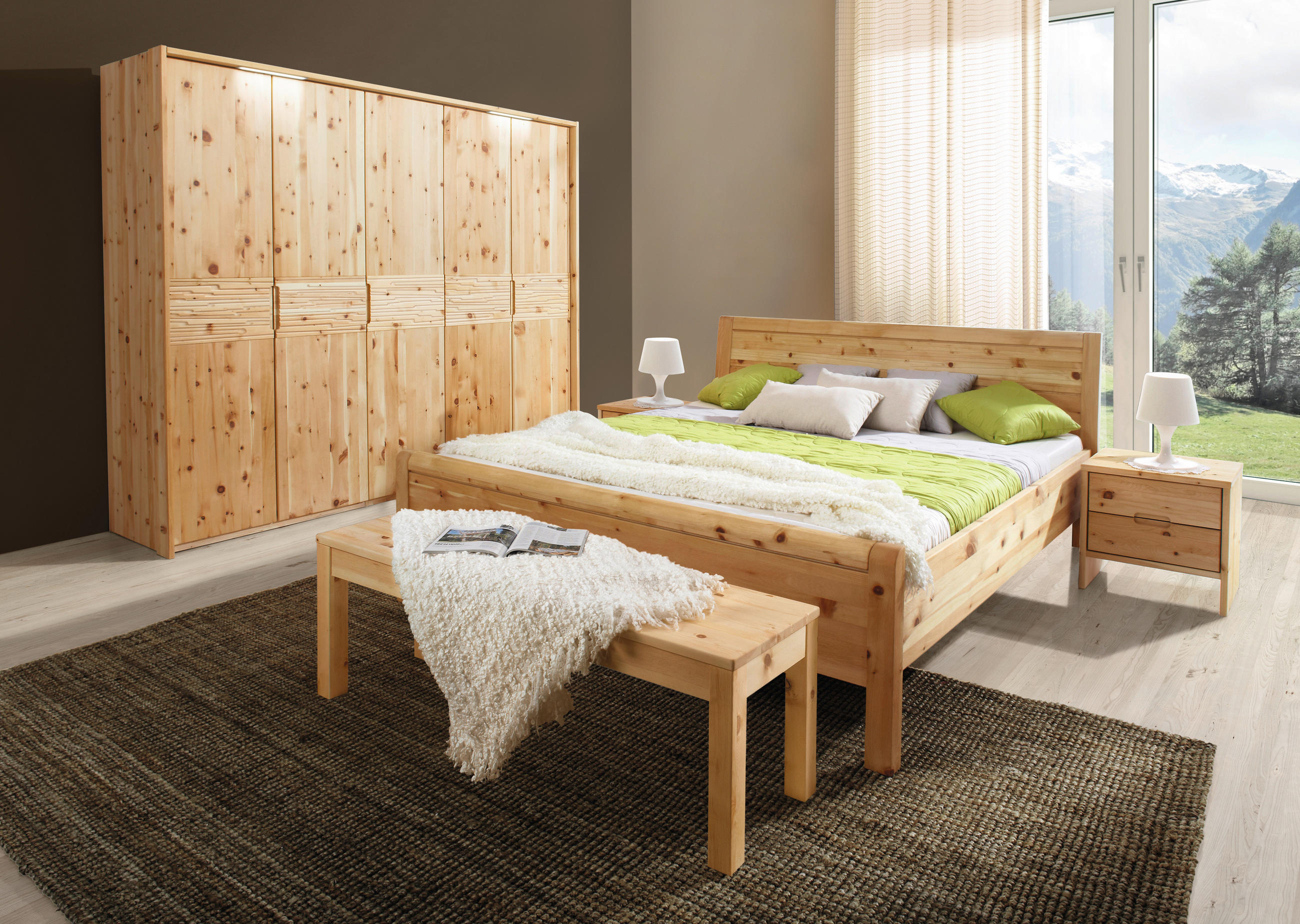 DREHTÜRENSCHRANK  in Zirbelkieferfarben  - Zirbelkieferfarben, Natur, Holz (253,8/220,2/64,5cm) - Linea Natura