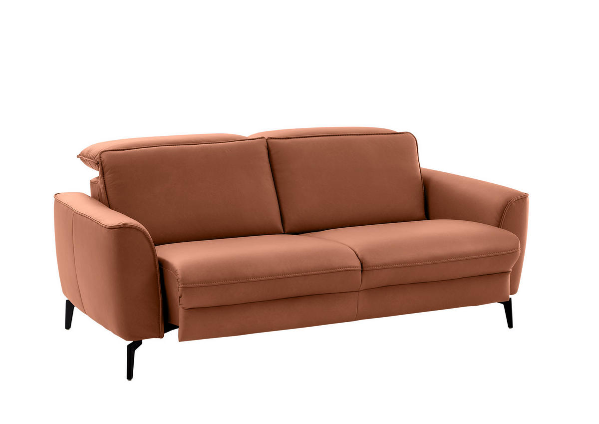 2,5-SITZER in Echtleder Cognac  - Cognac/Schwarz, Natur, Leder/Metall (194/81/110cm) - Valdera