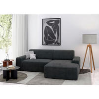 ECKSOFA Cord Dunkelgrau  - Dunkelgrau/Schwarz, Modern, Kunststoff/Textil (246/162cm) - Trendmanufaktur