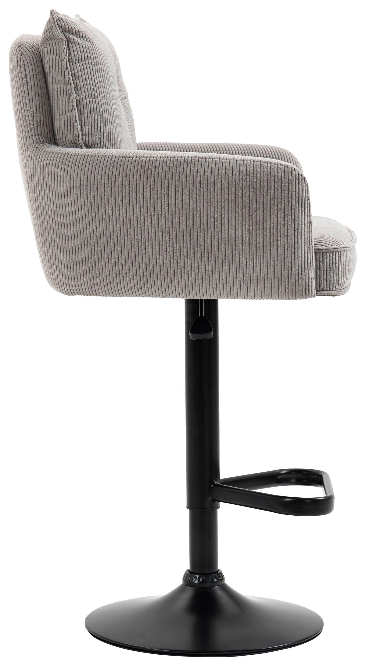 BARHOCKER Cord Schwarz, Taupe Eisen Stoffauswahl, Sitzfläche 360° drehbar, inklusive Armlehnen  - Taupe/Schwarz, Design, Textil/Metall (54/98-120/58cm) - Novel