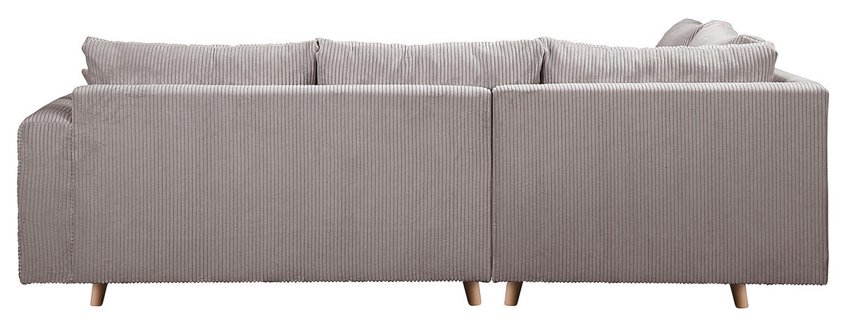 ECKSOFA inkl. Hocker Ariella Grau Cord  - Naturfarben/Grau, Design, Holz/Textil (161/231cm) - Livetastic