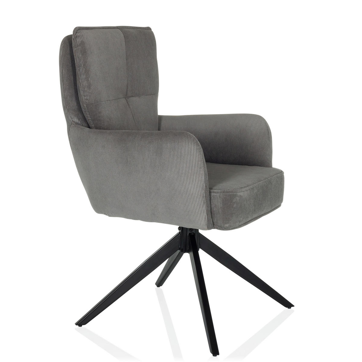 ARMLEHNSTUHL  in Cord  - Schwarz/Grau, MODERN, Textil/Metall (58/94/60cm) - MID.YOU