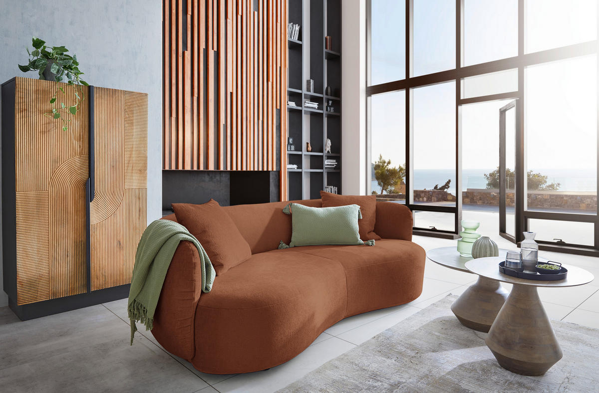 BIG SOFFA i chenille kopparfärgad  - svart/kopparfärgad, Modern, textil/plast (235/72/110cm) - MID.YOU