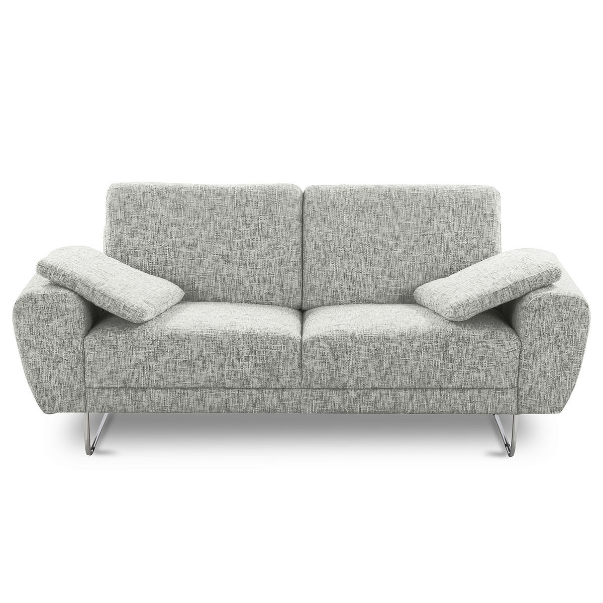 2-SITZER-SOFA SPRING in Webstoff Grau Modern  - Chromfarben/Grau, Design, Textil/Metall (157/85/92cm) - Livetastic