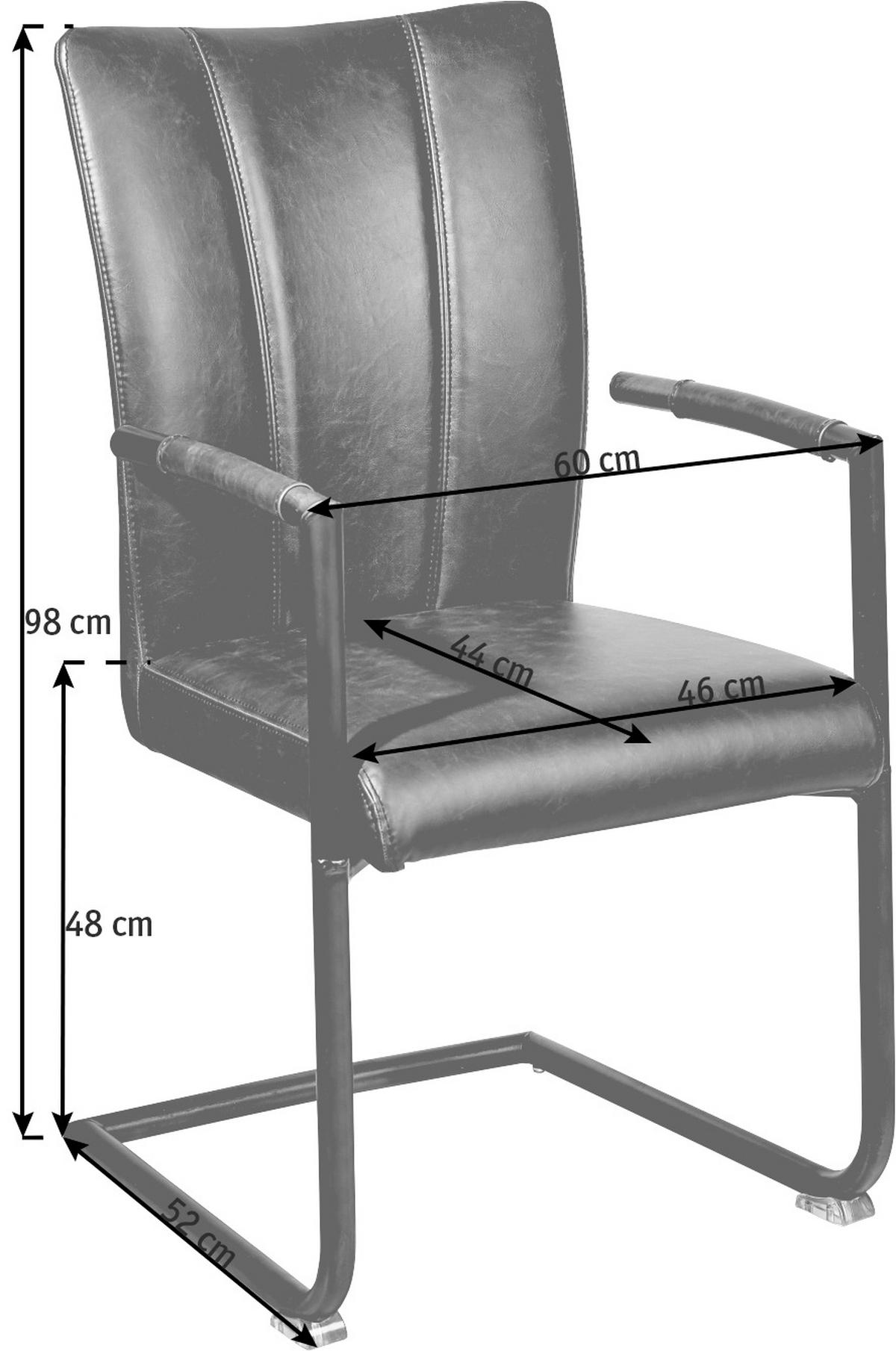 ARMLEHNSTUHL  in Stahl Lederlook  - Schwarz/Braun, Trend, Textil/Metall (59/96/52cm) - Ambia Home