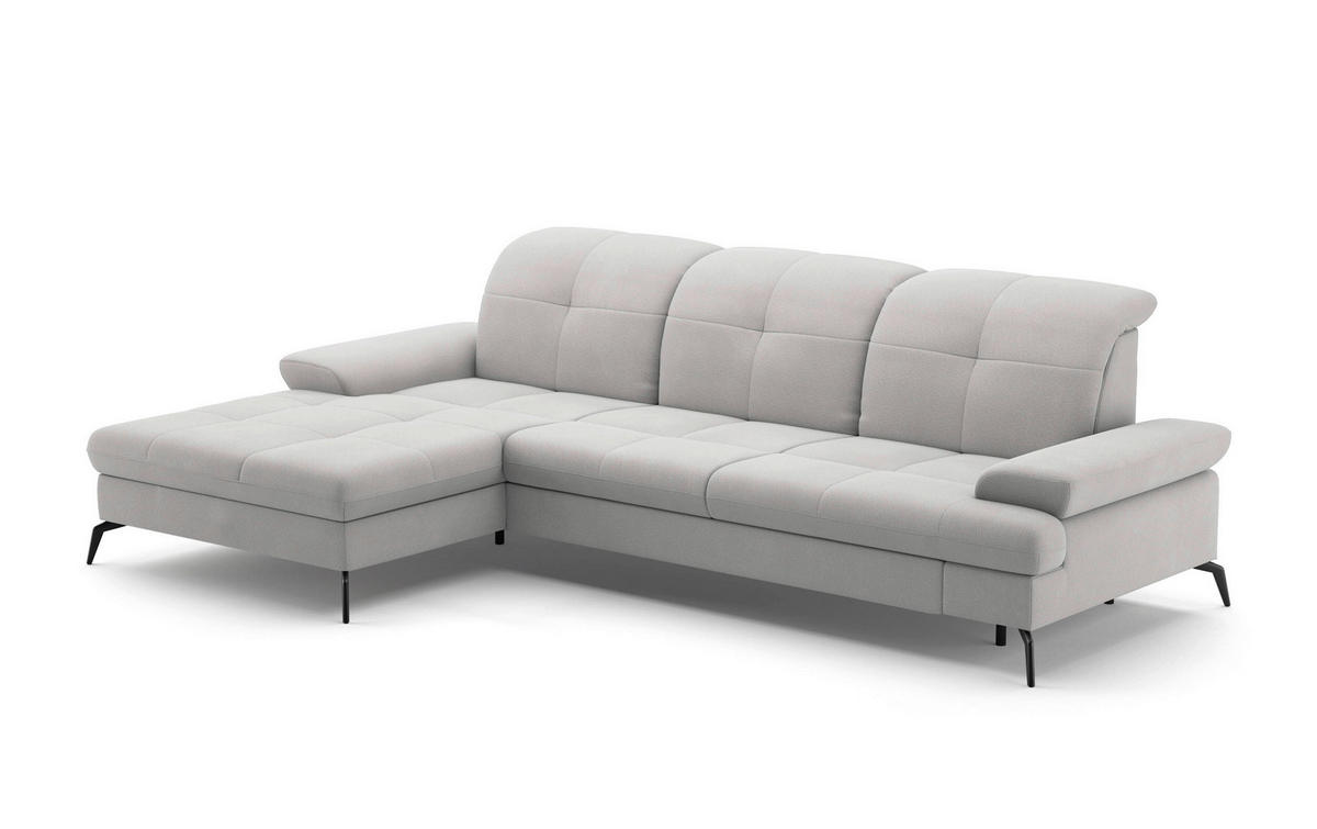 ECKSOFA Silberfarben Flachgewebe  - Silberfarben/Schwarz, KONVENTIONELL, Textil/Metall (185/279cm) - Sit & More