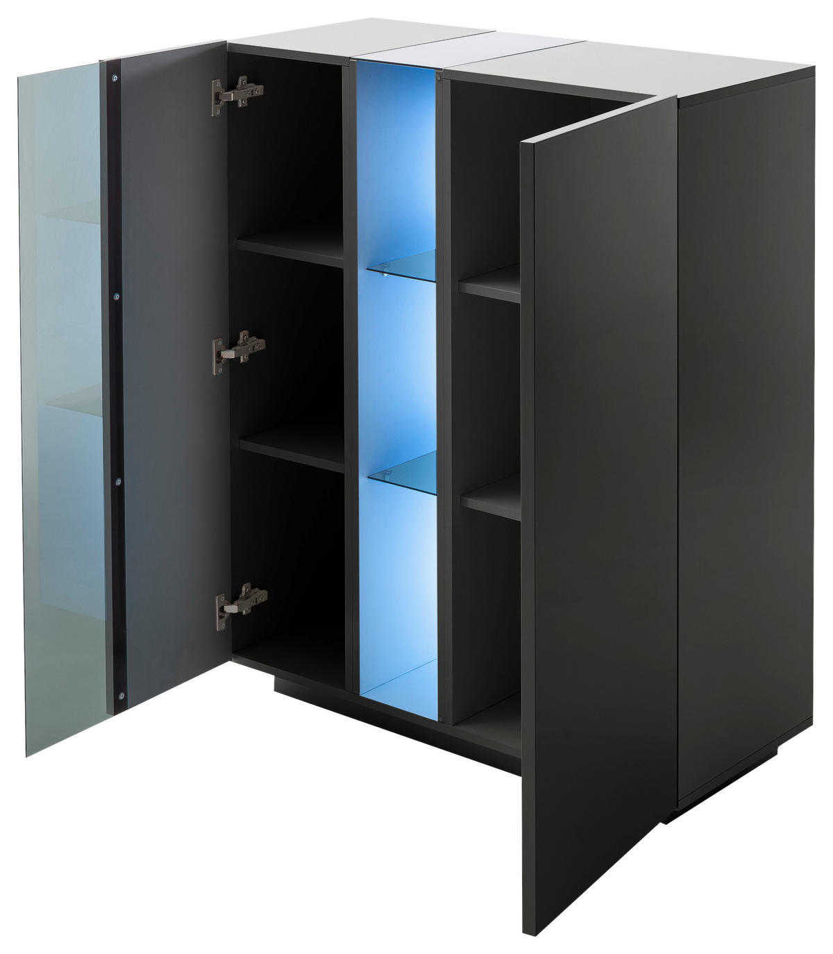 HIGHBOARD  in 96/115/42 cm  - Dunkelgrau, Natur, Glas/Holzwerkstoff (96/115/42cm) - Novel