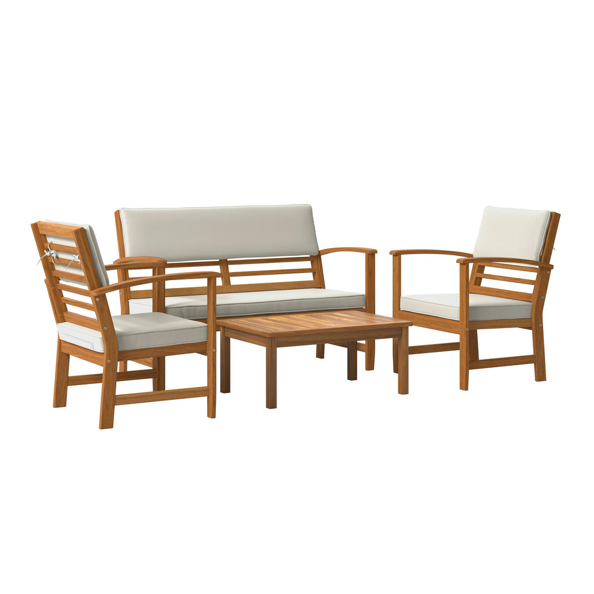 LOUNGEGARNITUR   80/50/33 cm Akazie vollmassiv  - Beige/Akaziefarben, MODERN, Holz/Wellpappe (80/50/33cm) - Ambia Garden