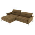 ECKSOFA Olivgrün Flachgewebe Rücken echt, Kopfteilverstellung, Sitztiefenverstellung  - Schwarz/Olivgrün, KONVENTIONELL, Textil/Metall (175/272cm) - Carryhome