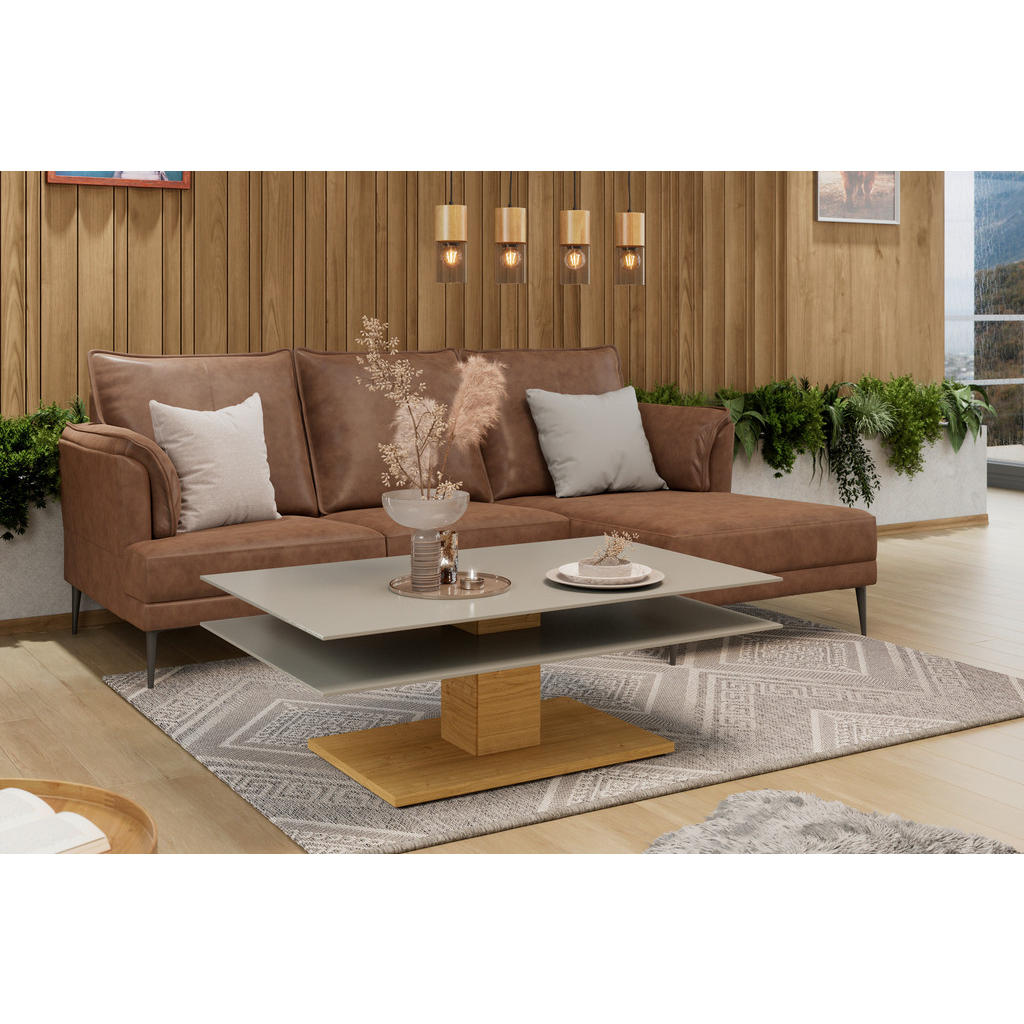 Thumbnail - Voglauer Couchtisch, Grau, Eiche, Holz, Glas, Holzwerkstoff, Wildeiche, furniert, massiv, rechteckig, eckig, Bodenplatte...