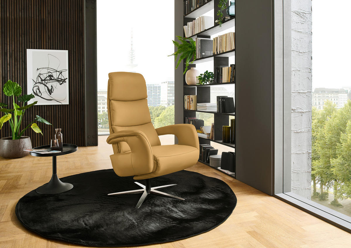 RELAXSESSEL in Leder Gelb  - Edelstahlfarben/Gelb, Design, Leder/Metall (76/119/86cm) - Dieter Knoll