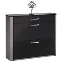 SCHUHSCHRANK 117/97/35 cm  - Chromfarben/Silberfarben, Design, Glas/Holzwerkstoff (117/97/35cm) - Moderano