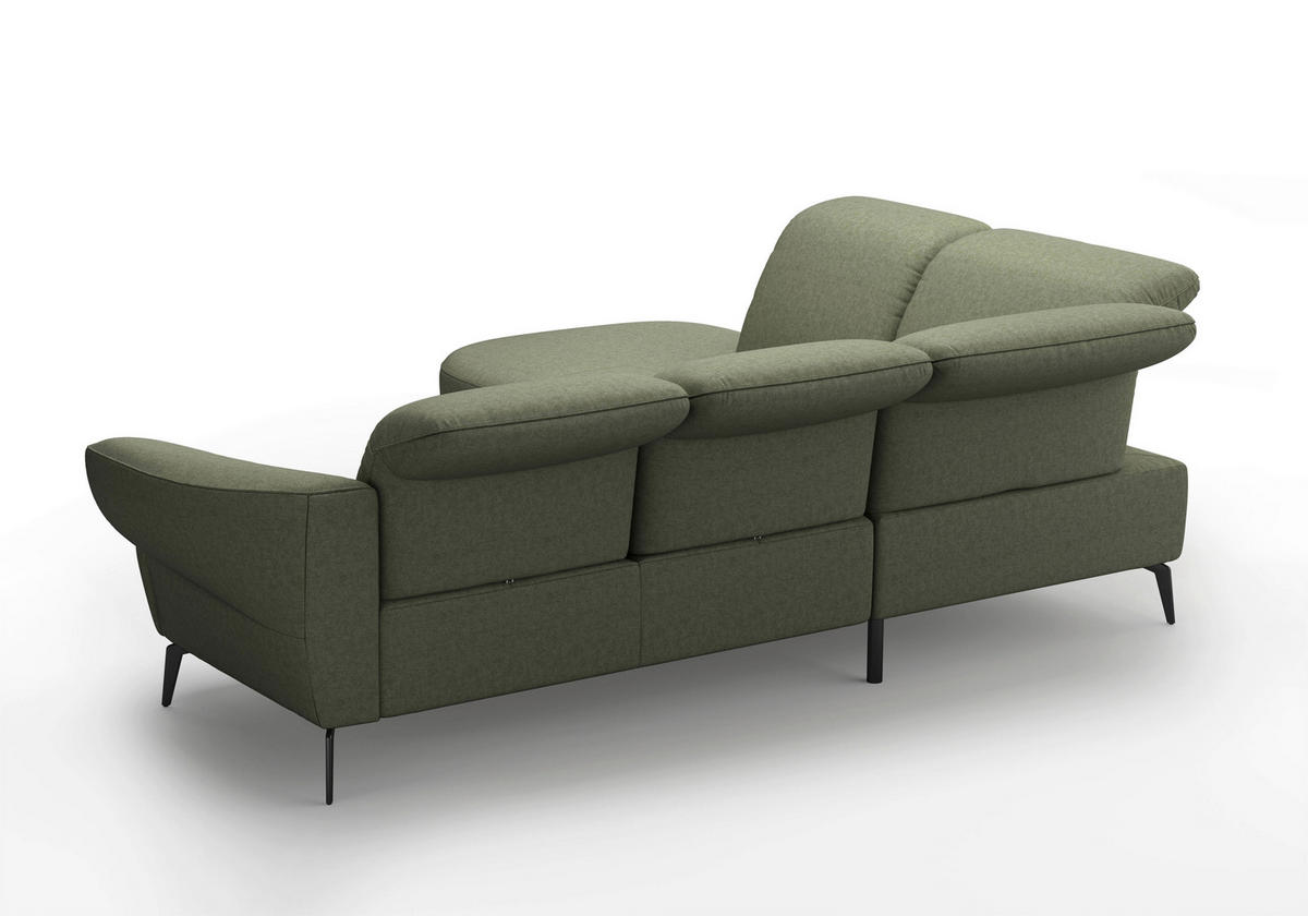 ECKSOFA in Flachgewebe Olivgrün  270/302 cm  - Schwarz/Olivgrün, MODERN, Textil/Metall (270/302cm) - Sit & More