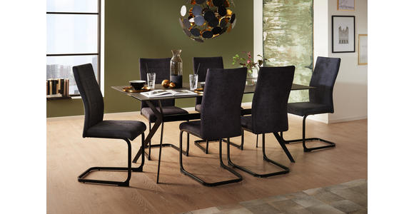 ESSTISCH in Glas, Keramik, Metall 180/90/75 cm - Schwarz/Grau, Design, Glas/Keramik (180/90/75cm) - Hom`in