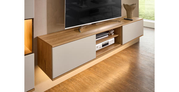 WOHNWAND  in Eichefarben, Sandfarben, Beige  315/215/40 cm  - Sandfarben/Eichefarben, KONVENTIONELL, Glas/Holzwerkstoff (315/215/40cm) - Venda