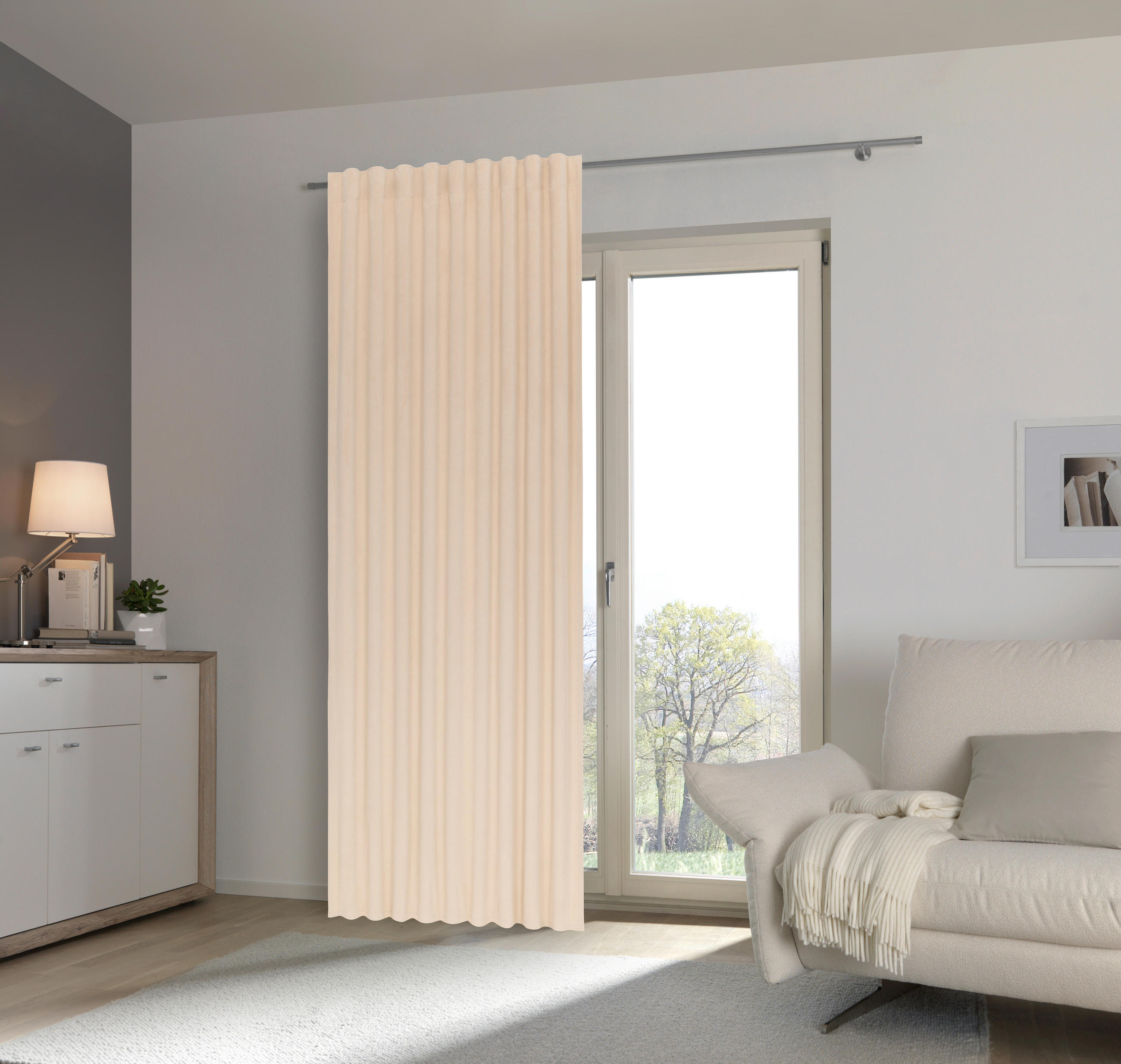 HOTOVÝ ZÁVĚS, 140/245 cm - béžová, Basics, textil (140/245cm) - Esposa