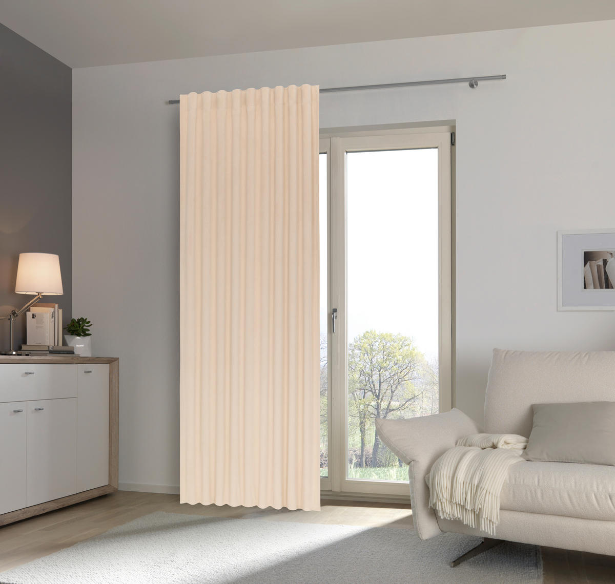 HOTOVÝ ZÁVĚS, 140/245 cm - béžová, Basics, textil (140/245cm) - Esposa