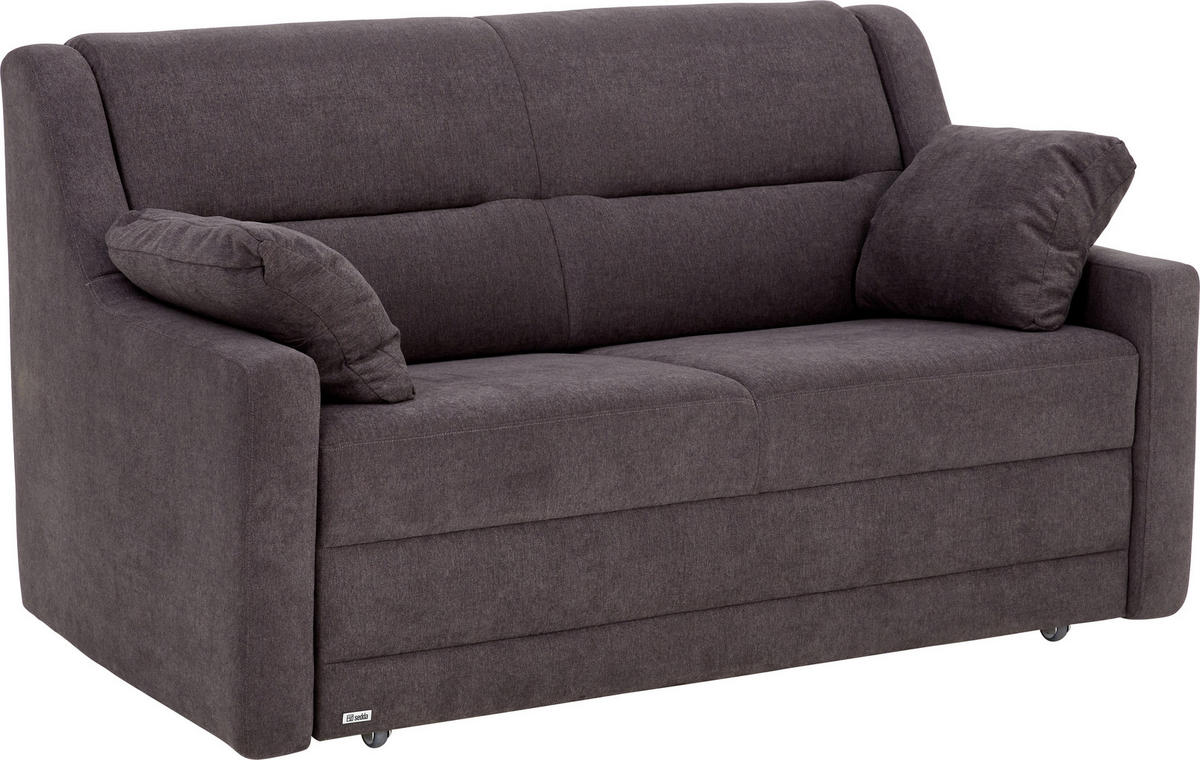 SCHLAFSOFA  mit Lederauswahl, Stoffauswahl, Schlafen auf Sitzhöhe, Hocker erhältlich, Rückenfutter Flachgewebe Anthrazit  - Anthrazit/Schwarz, KONVENTIONELL, Kunststoff/Textil (152/88/91cm) - Sedda
