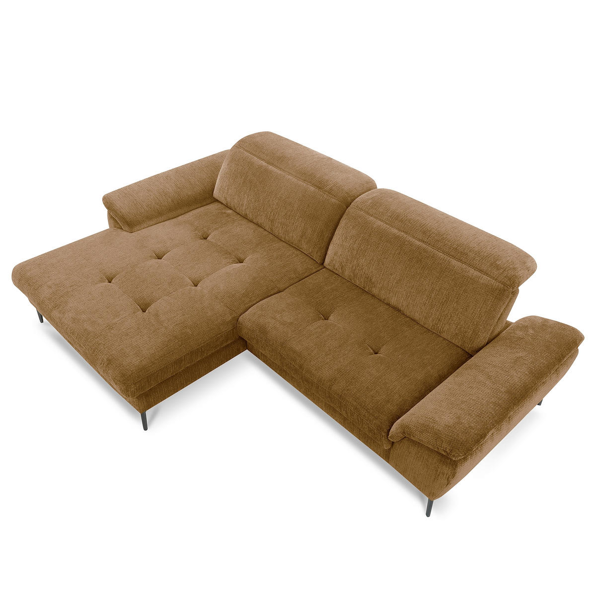 ECKSOFA  Webstoff Rostfarben  - Rostfarben/Schwarz, Design, Textil/Metall (195/268cm) - Livetastic