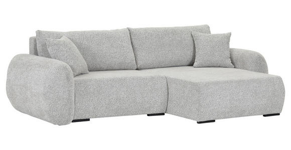 ECKSOFA Grau Flachgewebe Zierkissen, Rückenkissen, Bettkasten, Schlaffunktion, Rücken echt, Liegefläche im Originalstoff  - Schwarz/Grau, KONVENTIONELL, Kunststoff/Textil (250/145cm) - Carryhome