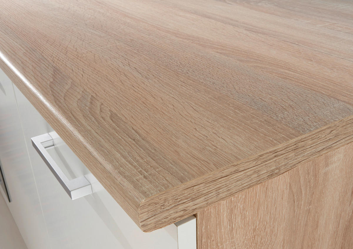 KÜCHENLEERBLOCK Petunia 270 cm  in Weiß, Eichefarben  - Edelstahlfarben/Eichefarben, Basics, Holzwerkstoff/Kunststoff (270cm) - Respekta