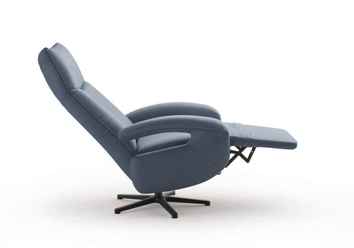 SESSEL in Echtleder Graublau  - Graublau/Schwarz, KONVENTIONELL, Leder/Metall (74/112/82cm) - Sit & More
