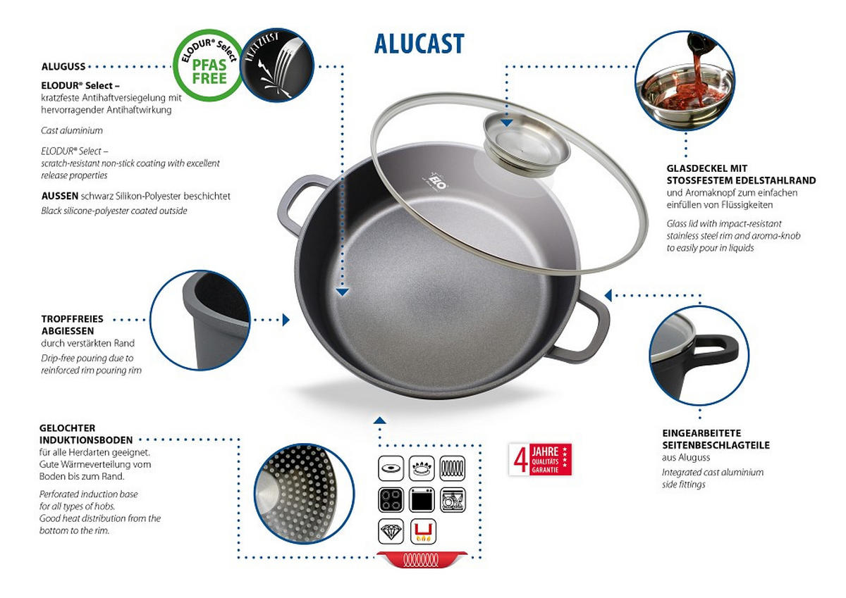 SERVIERPFANNE ELo Alucast Servierpfanne 28 cm cm  - Basics, Metall (28 cmcm) - ELO