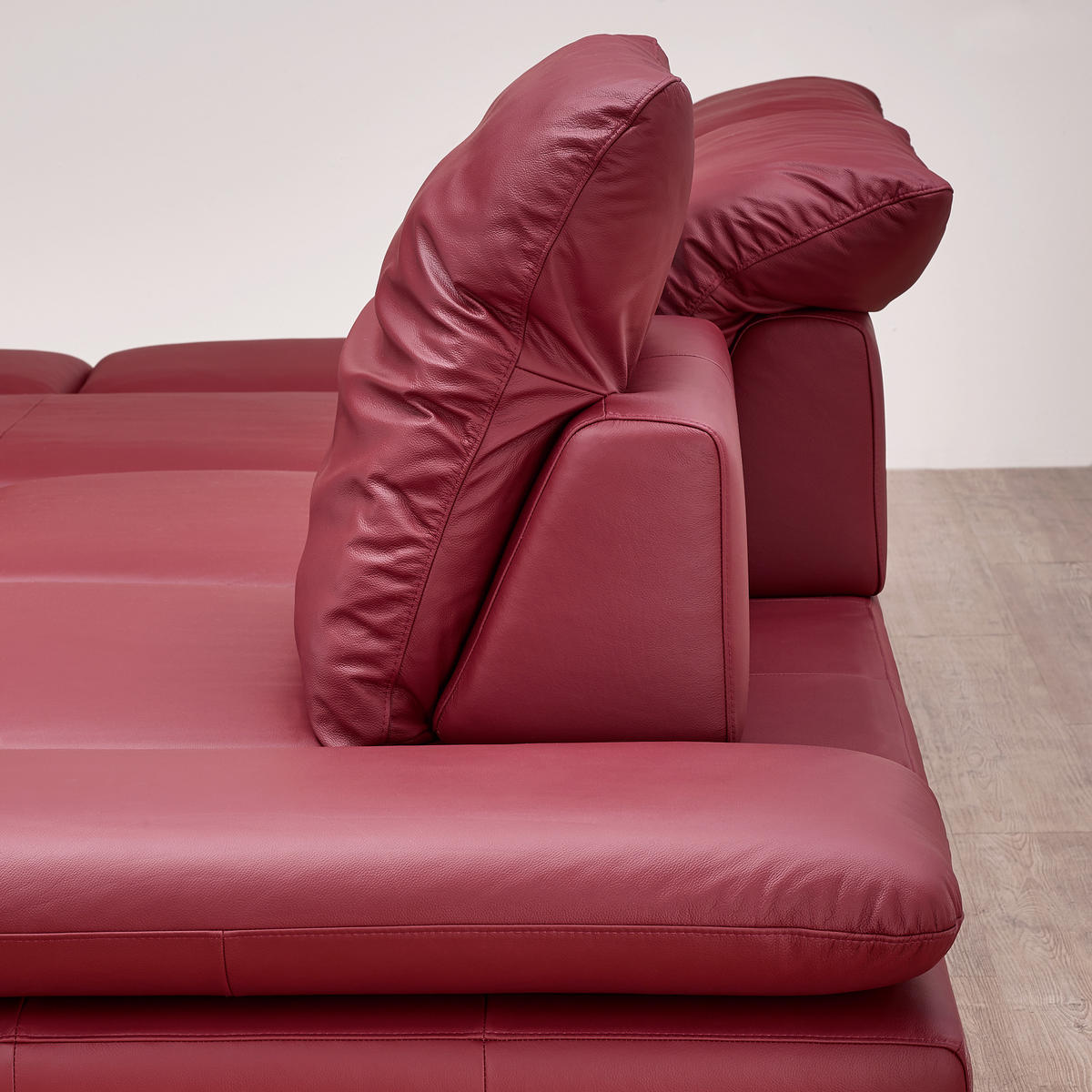 ECKSOFA in Echtleder Rot  - Silberfarben/Rot, Design, Leder/Metall (200/315cm) - Chilliano
