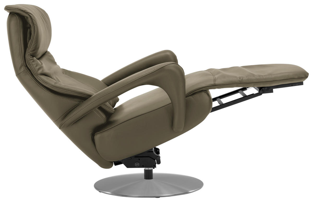 RELAXSESSEL in Leder Olivgrün  - Edelstahlfarben/Olivgrün, Design, Leder/Metall (75/117/88cm) - Dieter Knoll