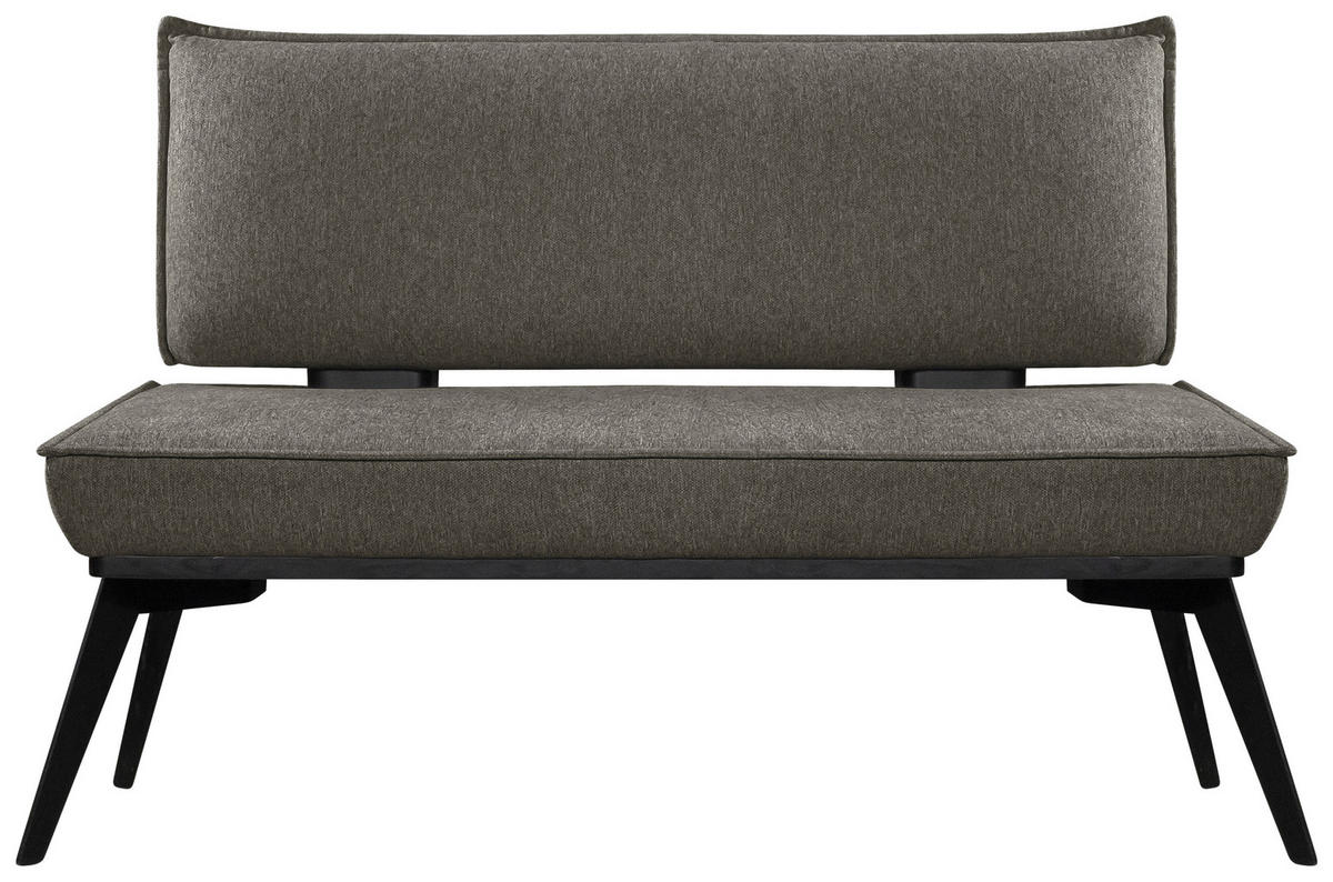 SITZBANK 153/90/65 cm Webstoff Schwarz, Dunkelgrau Buche massiv  - Dunkelgrau/Schwarz, Basics, Holz/Textil (153/90/65cm) - Carryhome