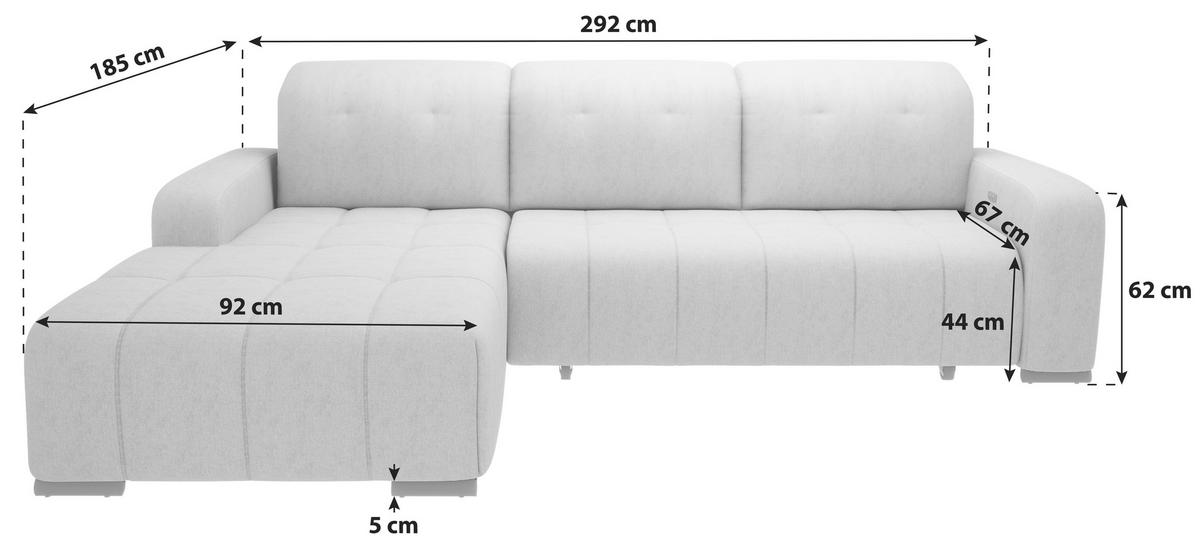 ECKSOFA in Mikrofaser Dunkelbraun  - Dunkelbraun/Schwarz, Modern, Textil/Metall (292/185cm) - Livetastic