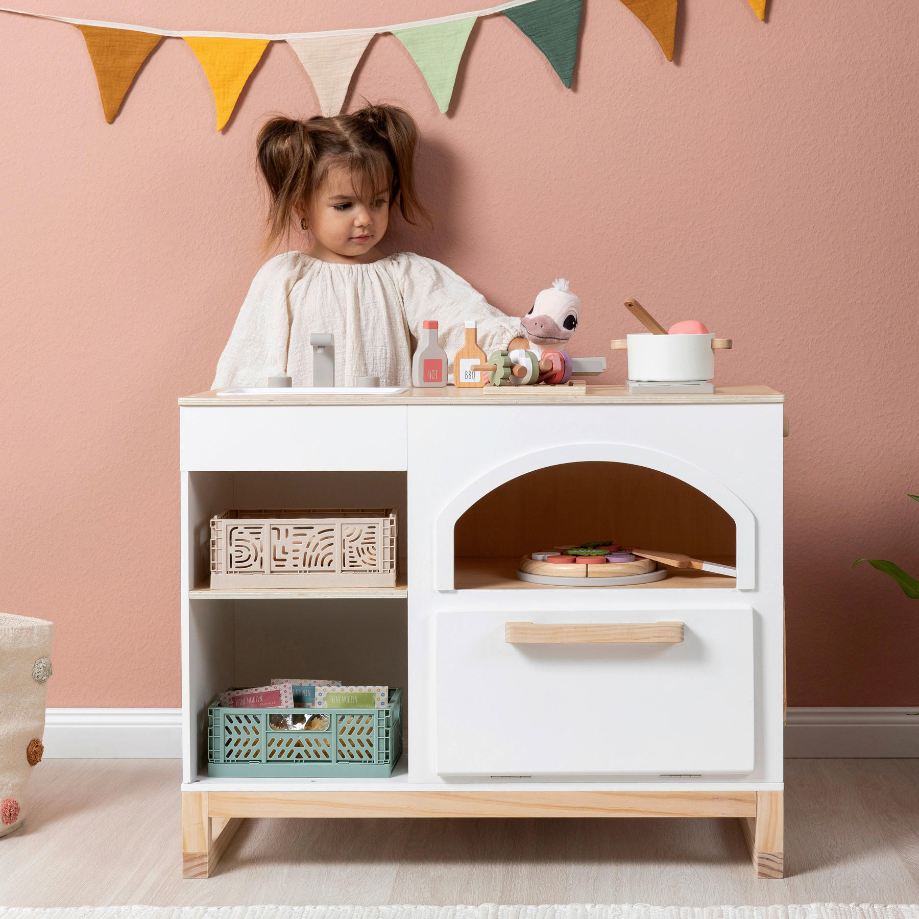 KINDERKÜCHE - Naturfarben/Weiß, Basics, Holz (70/39/62cm) - MUSTERKIND