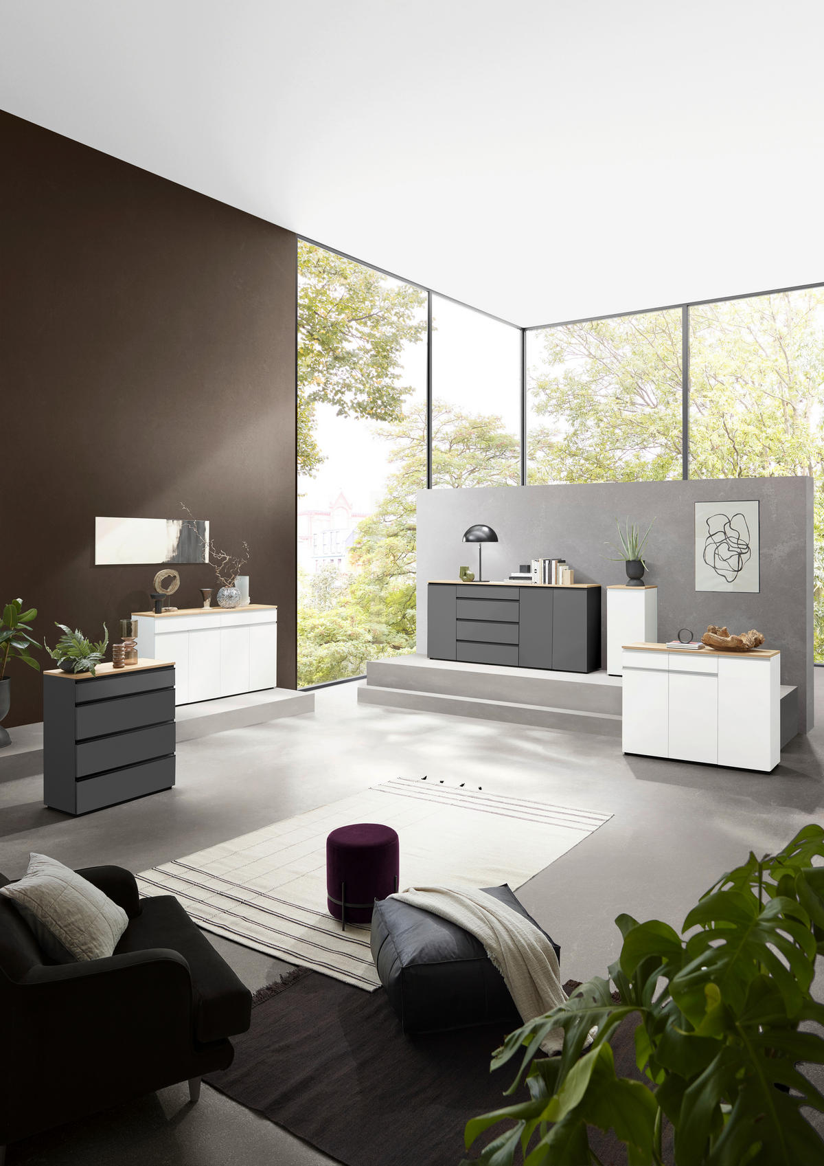 KOMMODE Lendina  in 45/102/41 cm  - Eichefarben/Silberfarben, Design, Holz/Holzwerkstoff (45/102/41cm) - Dieter Knoll