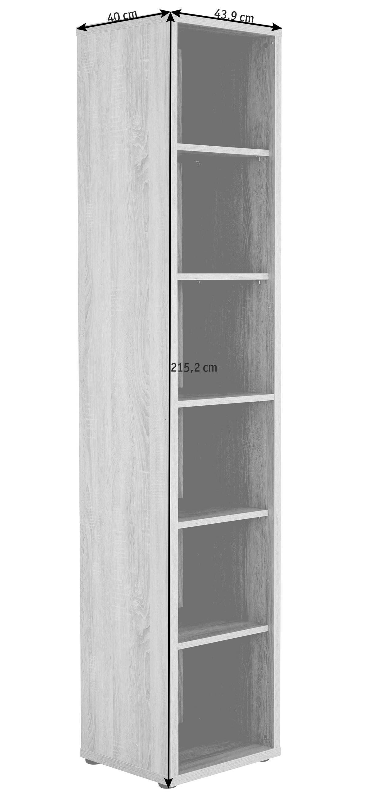 REGÁL NA ŠANÓNY, farba hľuzovkového duba, 43,9/215,2/40 cm - čierna/farba hľuzovkového duba, Design, kompozitné drevo/plast (43,9/215,2/40cm) - Voleo