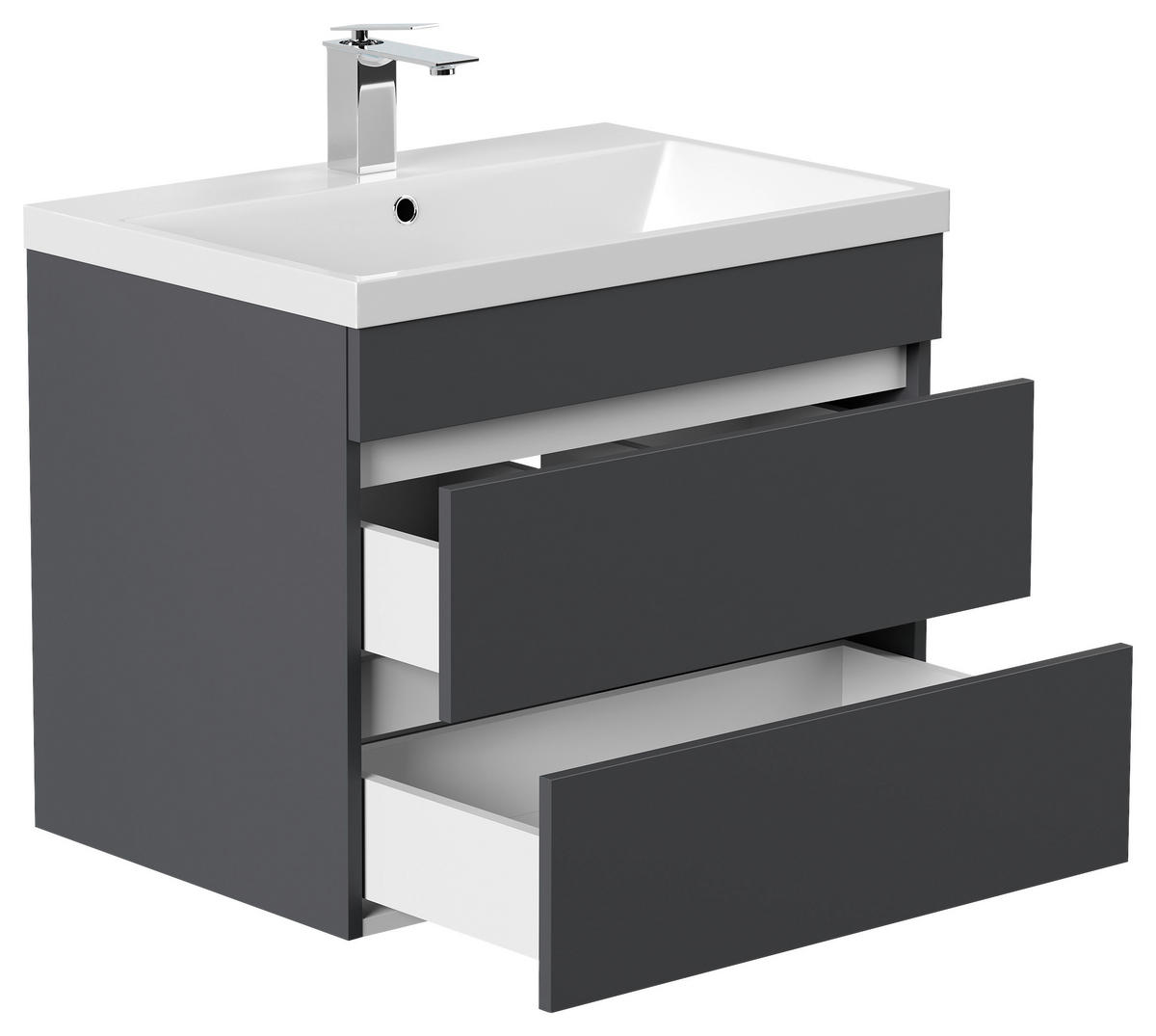 WASCHTISCHKOMBI 70 cm  - Graphitfarben/Weiß, Basics, Holzwerkstoff/Stein (70cm) - MID.YOU