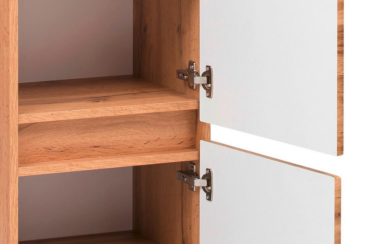 MIDISCHRANK 40/130/35 cm  - Eiche Wotan/Silberfarben, Natur, Holzwerkstoff/Kunststoff (40/130/35cm) - Xora