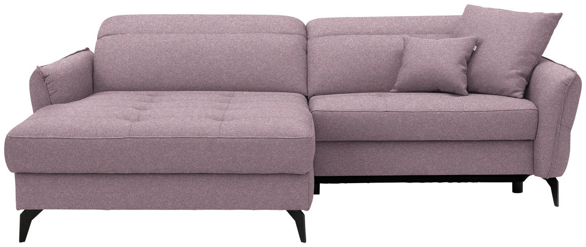 ECKSOFA Flachgewebe Altrosa  - Schwarz/Altrosa, Design, Textil/Metall (175/246cm) - Celina
