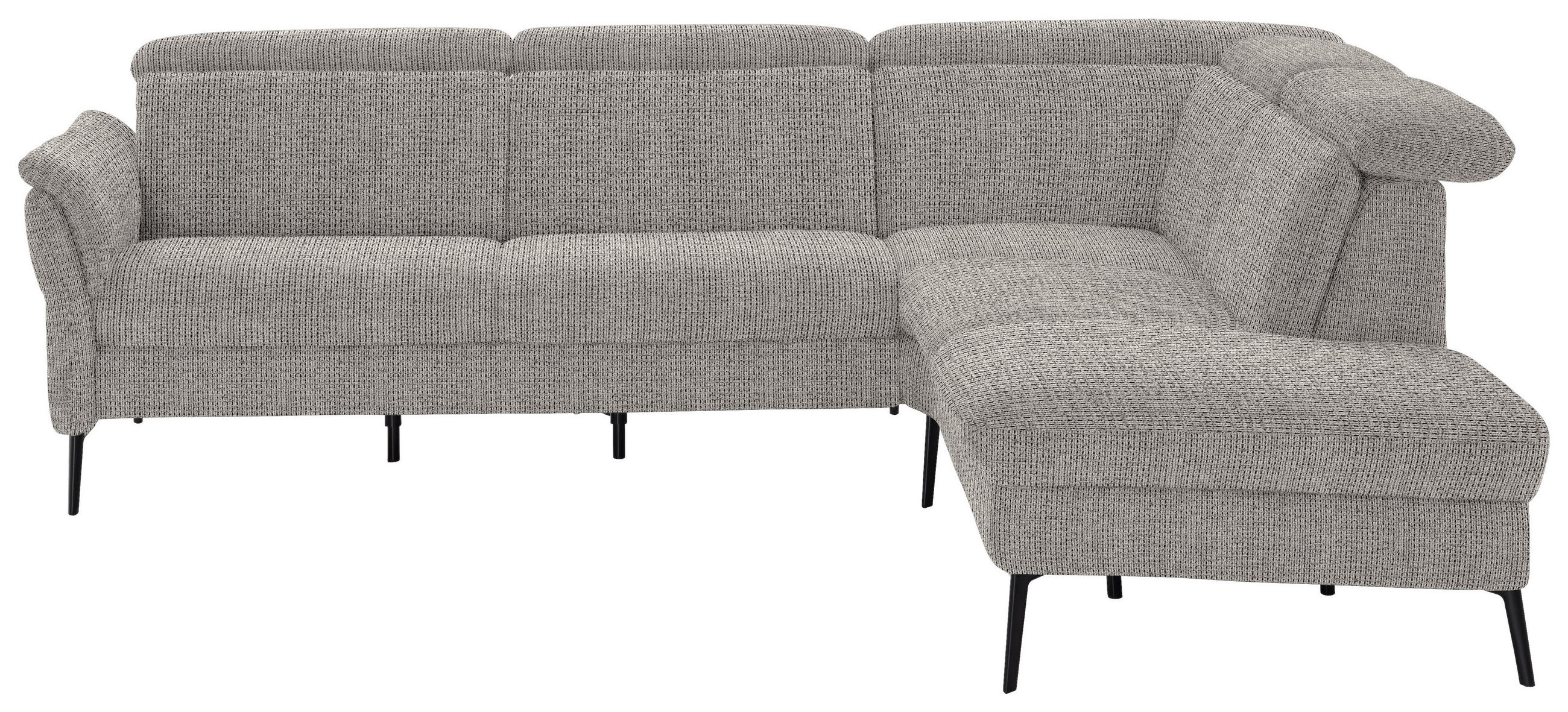 ECKSOFA  Struktur Hellgrau  - Hellgrau/Schwarz, Modern, Textil/Metall (275/235cm) - Cantus