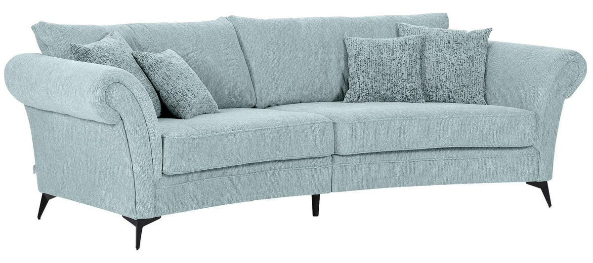 MEGASOFA Chenille Türkis  - Türkis/Schwarz, ROMANTIK / LANDHAUS, Textil/Metall (273/50/79/125cm) - Landscape