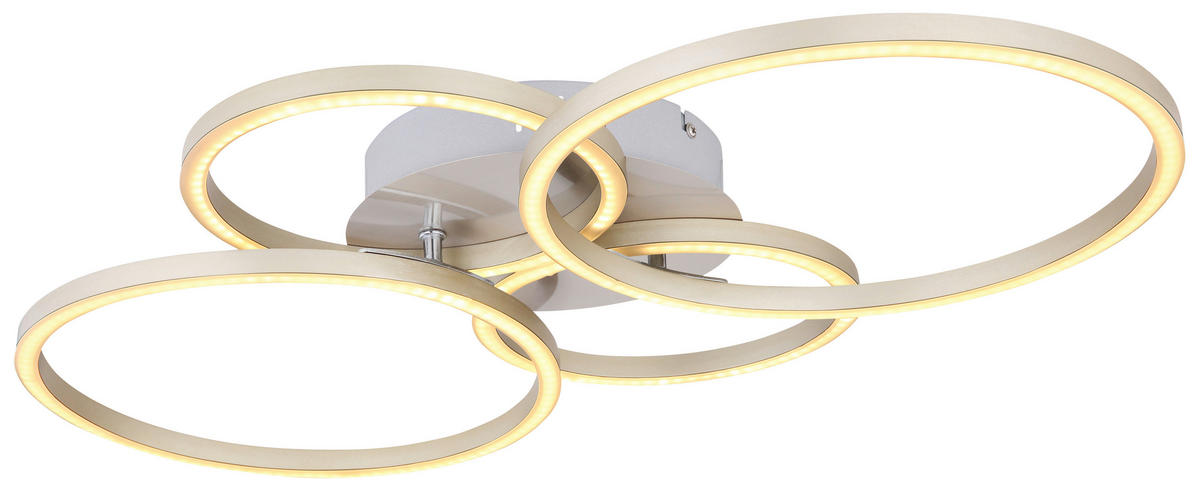 LED-DECKENLEUCHTE Kendy 65,5/40,6/7,5 cm   - Opal/Nickelfarben, Basics, Kunststoff/Metall (65,5/40,6/7,5cm) - Globo