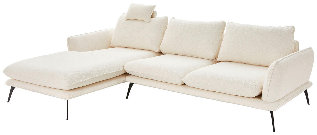 HÖRNSOFFA i bouclé cremefärgad  - svart/cremefärgad, Design, metall/textil (194/279cm) - Best Price