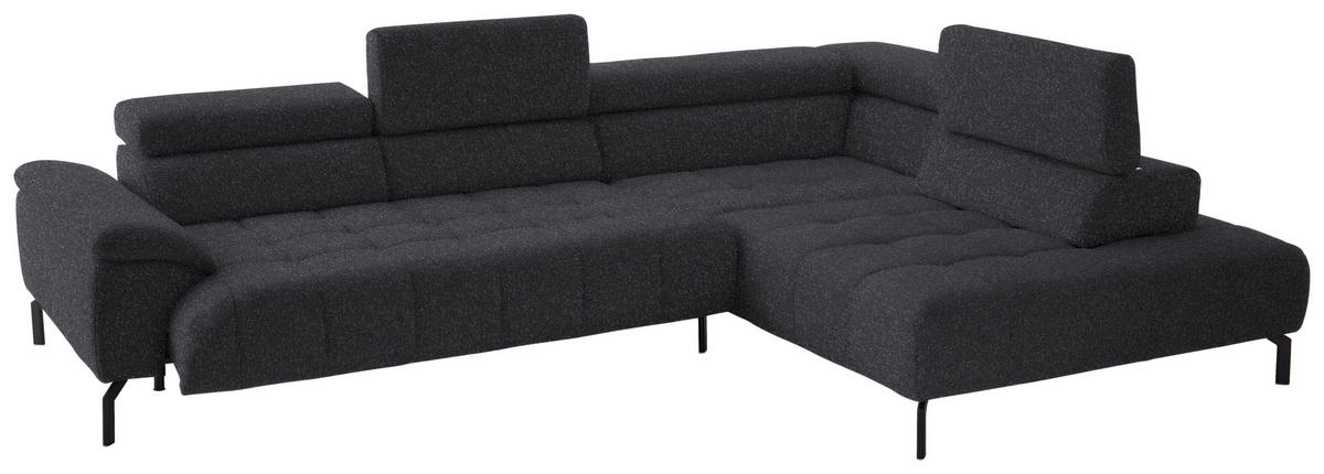 ECKSOFA in Chenille Anthrazit  323/222 cm  - Anthrazit/Schwarz, Design, Textil/Metall (323/222cm) - Beldomo Style