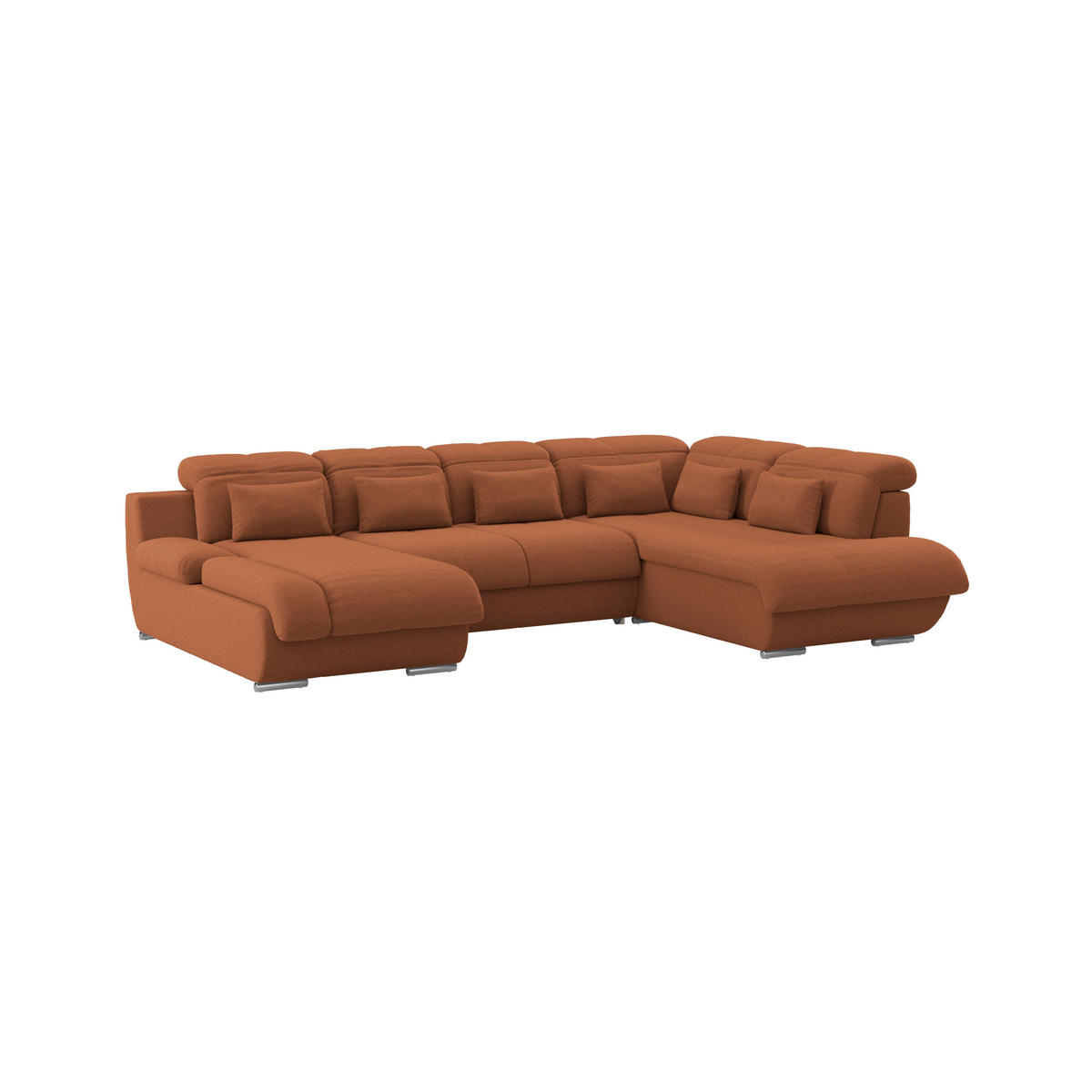 WOHNLANDSCHAFT MULTI Terracotta Chenille  - Chromfarben/Terracotta, MODERN, Textil/Metall (184/345/228cm) - Livetastic