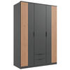 KLEIDERSCHRANK 3-türig Graphitfarben, Eiche Artisan  - Schwarz/Graphitfarben, KONVENTIONELL, Holzwerkstoff/Metall (135/199/58cm) - Boxxx